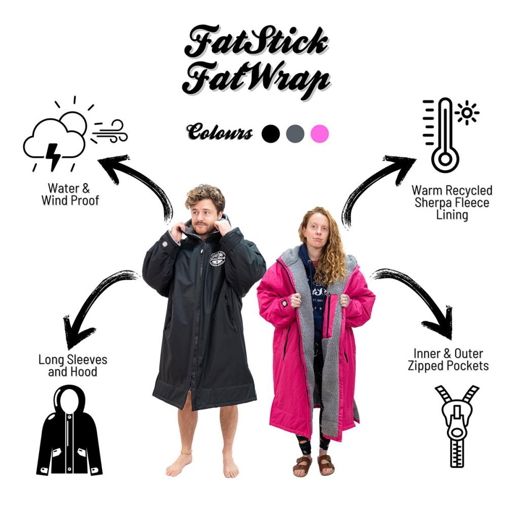 FatStick Weatherproof Fleeced Dry Changing Robe - Pink Extra Image 5